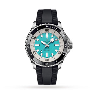 Breitling Superocean Automatic 44 Turquoise Dial Black Rubber Strap Watch for Men - A17376211L2S1 Authentic Buy Shop Now
