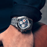 Breitling Chronomat B01 42 Six Nations France Blue Dial Silver Steel Strap Watch for Men - AB0134A81C1A1 Authentic Buy Shop Now