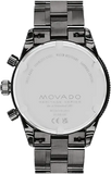 Movado Heritage Calendoplan Chronograph Black Dial Black Steel Strap Watch For Men - 3650125 Authentic Buy Shop Now