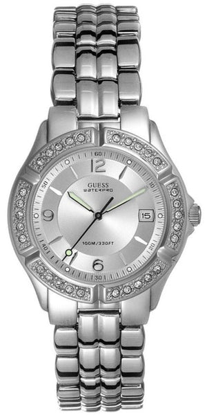 Guess Water Pro Diamonds Silver Dial Silver Steel Strap Watch For Women - G75511M Authentic Buy Shop Now