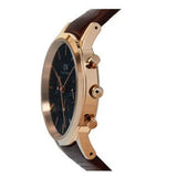 Daniel Wellington Iconic Chronograph Blue Dial Brown Leather Strap Watch For Men - DW00100639 Authentic Buy Shop Now