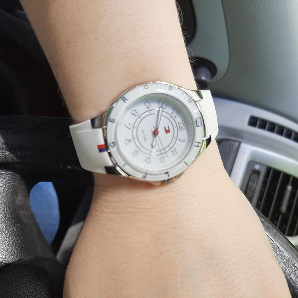 Tommy Hilfiger White Dial White Rubber Strap Watch for Women - 1781271 Authentic Buy Shop Now