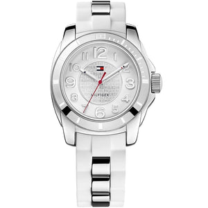 Tommy Hilfiger K2 White Dial White Rubber Strap Watch for Women - 1781306 Authentic Buy Shop Now
