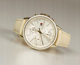 Tommy Hilfiger Carly Silver Dial Cream Leather Strap Watch for Women - 1781790 Authentic Buy Shop Now