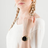 Tommy Hilfiger Brooke Black Dial Gold Steel Strap Watch for Women - 1782019 Authentic Buy Shop Now