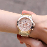 Tommy Hilfiger Haven Chronograph Rose Gold Dial Rose Gold Steel Strap Watch For Women - 1782197 Authentic Buy Shop Now