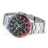 Hugo Boss Troper Chronograph Black Dial Silver Steel Strap Watch For Men - 1514108 Authentic Buy Shop Now