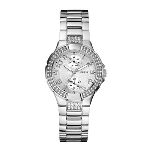 Guess Mini Prism Diamonds Silver Dial Silver Steel Strap Watch for Women - W12638L1 Authentic Buy Shop Now