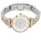 Emporio Armani Gianni T Bar Analog White Dial Two Tone Steel Strap Watch For Women - AR2076 Authentic Buy Shop Now