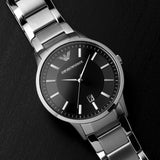 Emporio Armani Renato Quartz Black Dial Silver Steel Strap Watch For Men - AR11181 Authentic Buy Shop Now