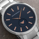 Emporio Armani Renato Blue Dial Silver Steel Strap Watch For Men - AR11137 Authentic Buy Shop Now