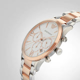 Emporio Armani Giovanni Chronograph Quartz White Dial Two Tone Steel Strap Watch For Men - AR11209 Authentic Buy Shop Now
