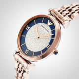 Emporio Armani Gianni T-Bar Quartz Crystals Black Dial Gold Steel Strap Watch For Women - AR11423 Authentic Buy Shop Now