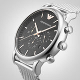 Emporio Armani Luigi Black Dial Silver Mesh Bracelet Watch For Men - AR8032 Authentic Buy Shop Now