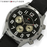 Tommy Hilfiger Sport Chronograph Black Dial Black Leather Strap Watch for Men - 1791050 Authentic Buy Shop Now