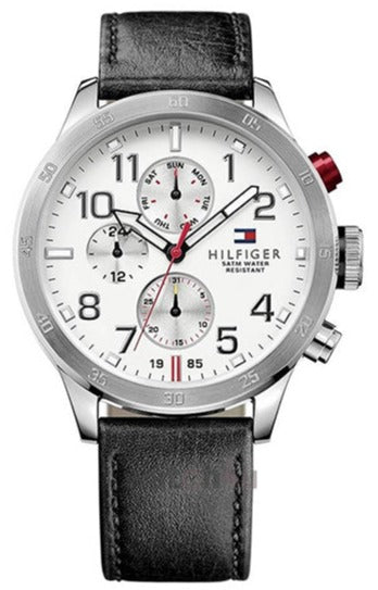 Tommy Hilfiger Trent Multifunction White Dial Black Leather Strap Watch for Men - 1791138 Authentic Buy Shop Now