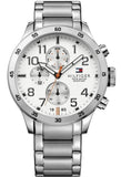 Tommy Hilfiger Trent Multifunction White Dial Silver Steel Strap Watch for Men - 1791140 Authentic Buy Shop Now