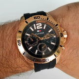 Tommy Hilfiger Sport Multifunction Black Dial Black Rubber Strap Watch for Men - 1791145 Authentic Buy Shop Now