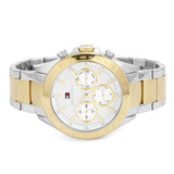 Tommy Hilfiger Hudson Chronograph White Dial Two Tone Steel Strap Watch For Men - 1791226 Authentic Buy Shop Now