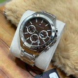 Tommy Hilfiger Hudson Chronograph Quartz Brown Dial Silver Steel Strap Watch For Men - 1791229 Authentic Buy Shop Now