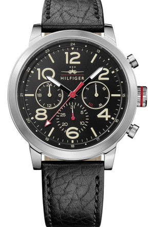 Tommy Hilfiger Jake Chronograph Black Dial Black Leather Strap Watch for Men - 1791232 Authentic Buy Shop Now