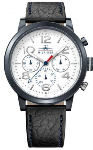 Tommy Hilfiger Jake Multi Function Quartz White Dial Black Leather Strap Watch for Men - 1791235 Authentic Buy Shop Now