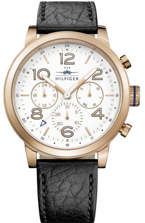 Tommy Hilfiger Jake Multifunction White Dial Black Leather Strap Watch for Men - 1791236 Authentic Buy Shop Now