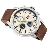 Tommy Hilfiger Jackson Multi-Function Silver Dial Brown Leather Strap Watch for Men - 1791239 Authentic Buy Shop Now