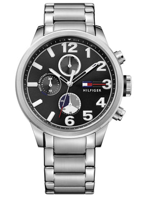 Tommy Hilfiger Jackson Quartz Black Dial Silver Steel Strap Watch for Men - 1791243 Authentic Buy Shop Now
