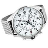 Tommy Hilfiger Dean Chronograph White Dial Silver Mesh Bracelet Watch for Men - 1791277 Authentic Buy Shop Now