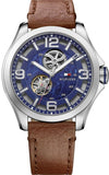 Tommy Hilfiger Bruce Analog Blue Dial Brown Leather Strap Watch for Men - 1791278 Authentic Buy Shop Now