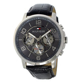 Tommy Hilfiger Keagan Quartz Grey Dial Black Leather Strap Watch for Men - 1791289 Authentic Buy Shop Now