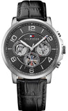 Tommy Hilfiger Keagan Quartz Grey Dial Black Leather Strap Watch for Men - 1791289 Authentic Buy Shop Now