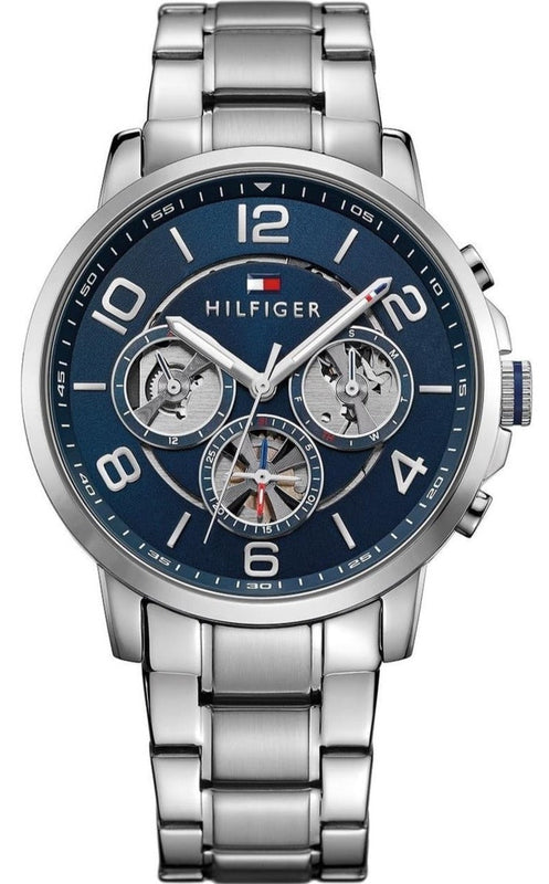 Tommy Hilfiger Keagan Blue Dial Silver Steel Strap Watch for Men - 1791293 Authentic Buy Shop Now