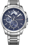 Tommy Hilfiger Decker Quartz Blue Dial Silver Steel Strap Watch for Men - 1791348 Authentic Buy Shop Now
