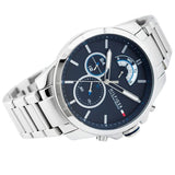 Tommy Hilfiger Decker Quartz Blue Dial Silver Steel Strap Watch for Men - 1791348 Authentic Buy Shop Now