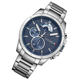 Tommy Hilfiger Decker Quartz Blue Dial Silver Steel Strap Watch for Men - 1791348 Authentic Buy Shop Now