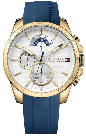 Tommy Hilfiger Decker White Dial Blue Rubber Strap Watch for Men - 1791353 Authentic Buy Shop Now