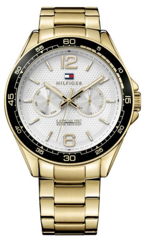 Tommy Hilfiger Sport White Dial Gold Steel Strap Watch for Men - 1791365 Authentic Buy Shop Now