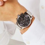 Tommy Hilfiger Kane Chronograph Grey Dial Silver Steel Strap Watch for Men - 1791397 Authentic Buy Shop Now