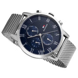 Tommy Hilfiger Kane Quartz Blue Dial Silver Mesh Bracelet Watch for Men - 1791398 Authentic Buy Shop Now