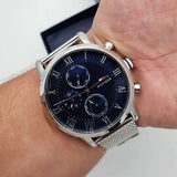Tommy Hilfiger Kane Quartz Blue Dial Silver Mesh Bracelet Watch for Men - 1791398 Authentic Buy Shop Now