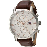 Tommy Hilfiger Kane Chronograph White Dial Brown Leather Strap Watch for Men - 1791400 Authentic Buy Shop Now