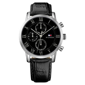 Tommy Hilfiger Kane Quartz Black Dial Black Leather Strap Watch for Men - 1791401 Authentic Buy Shop Now