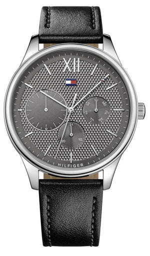 Tommy Hilfiger Damon Multifunction Black Dial Black Leather Strap Watch for Men - 1791417 Authentic Buy Shop Now