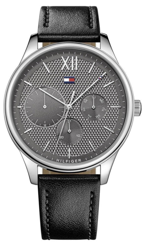 Tommy Hilfiger Damon Multifunction Black Dial Black Leather Strap Watch for Men - 1791417 Authentic Buy Shop Now