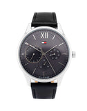 Tommy Hilfiger Damon Multifunction Black Dial Black Leather Strap Watch for Men - 1791417 Authentic Buy Shop Now