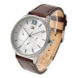 Tommy Hilfiger Damon Quartz White Dial Brown Leather Strap Watch for Men - 1791418 Authentic Buy Shop Now