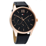 Tommy Hilfiger Damon Quartz Black Dial Black Leather Strap Watch for Men - 1791419 Authentic Buy Shop Now