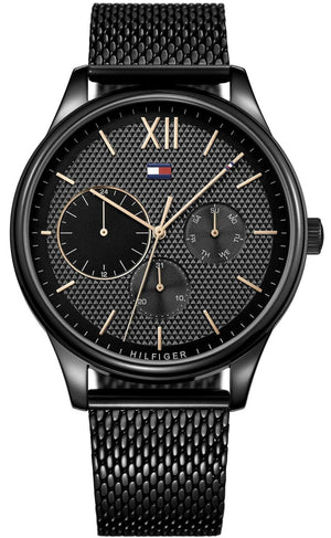 Tommy Hilfiger Damon Quartz Black Dial Black Mesh Bracelet Watch for Men - 1791420 Authentic Buy Shop Now